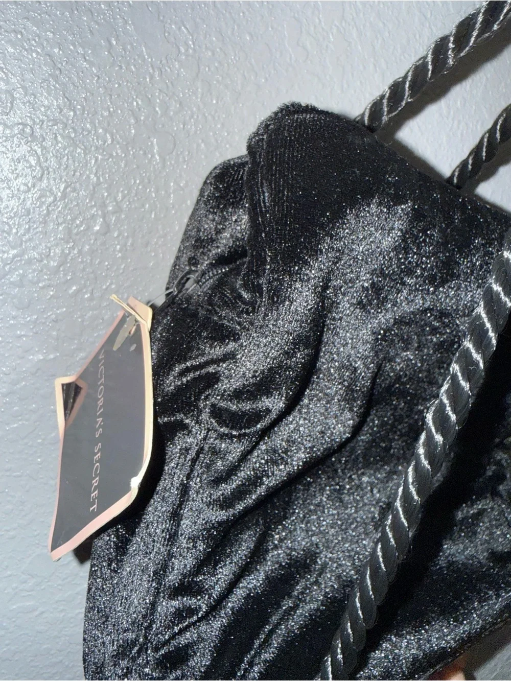 Victoria secret Black Velvet Rope-Handle Shoulder Bag